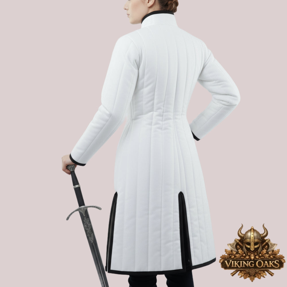 Medieval cosplay gambeson padded costume armor in black with quilted design