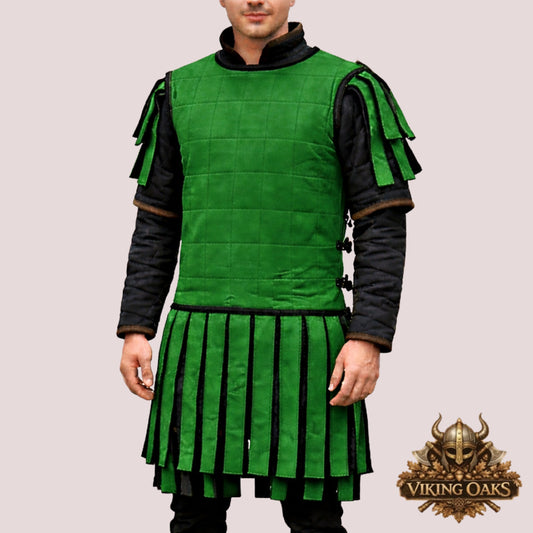Green Roman Subarmalis Gambeson Medieval Cotton Padded Armor Roman Legionnaire Costume for LARP Cosplay