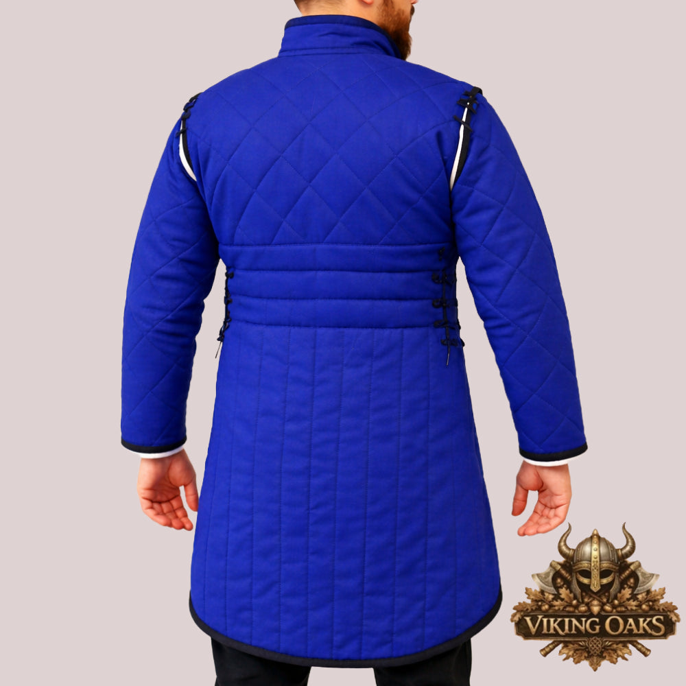 Blue Quilted Medieval Gambeson Costume for Men Viking Armor Jacket Historical Reenactment LARP Cosplay Gear