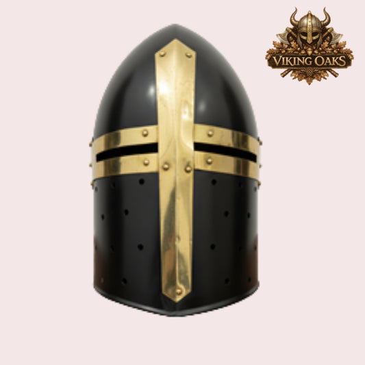Sugarloaf Helmet Combo Set Silver & Black Medieval Knight Helmets