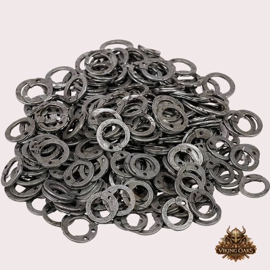 Medieval Chainmail Repair Rings & Rivets Set – Flat Steel Natural Finish Costume Accessory