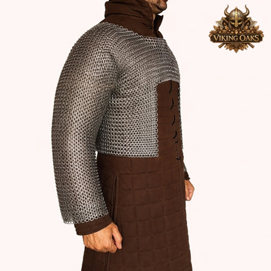 Stainless Steel Chainmail Half Hauberk 9MM Flat Ring Full Riveted Medieval Armor Costume