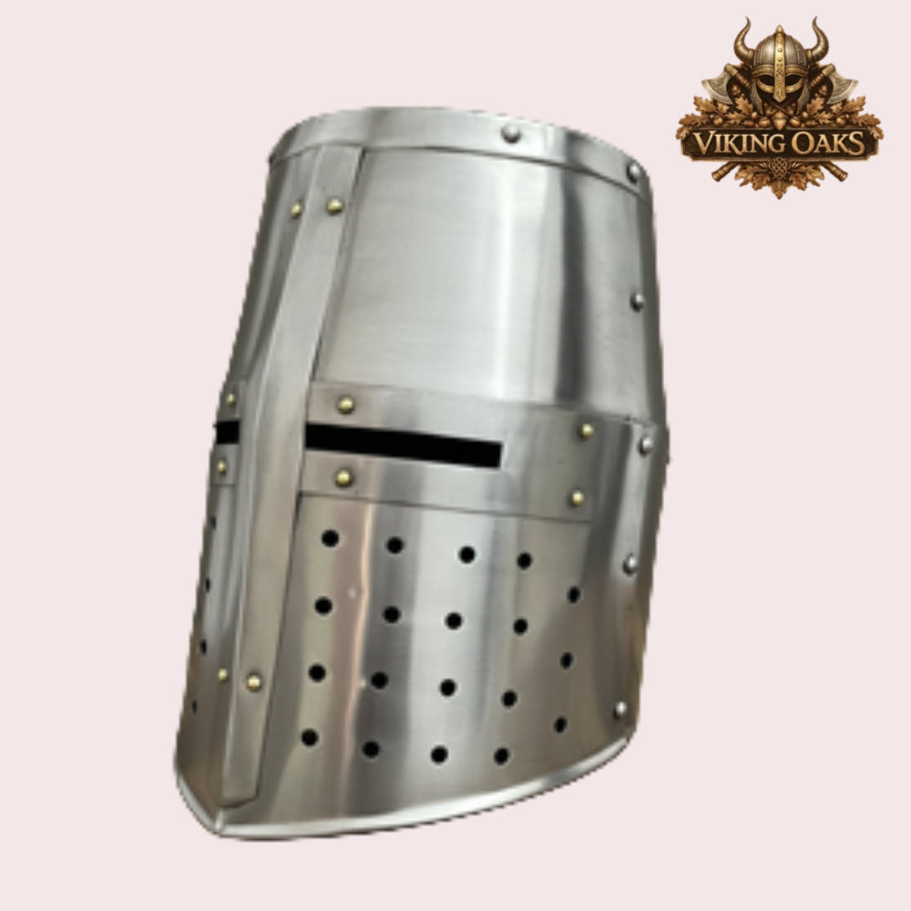 Medieval Crusader Helmet Set Silver Knight Armour Templar Steel Helmets