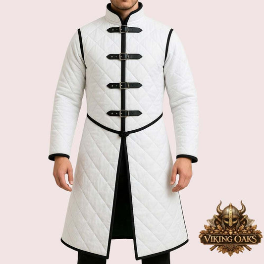 White Historical Reenactment Gambeson Tunic for SCA Combat