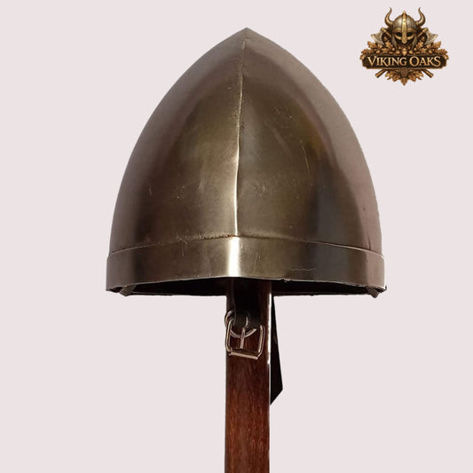 Handmade Norman Nasal Helmet – Medieval Knight Replica with Display Stand