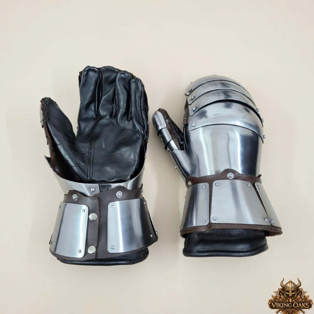 Full set of authentic medieval clamshell gauntlets for historical knight costumes