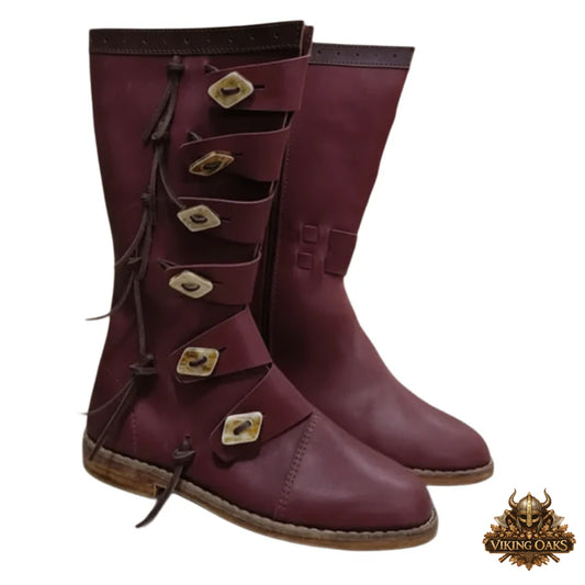 Viking Leather Long Boots – Ren Faire, LARP & Medieval Costume Shoes