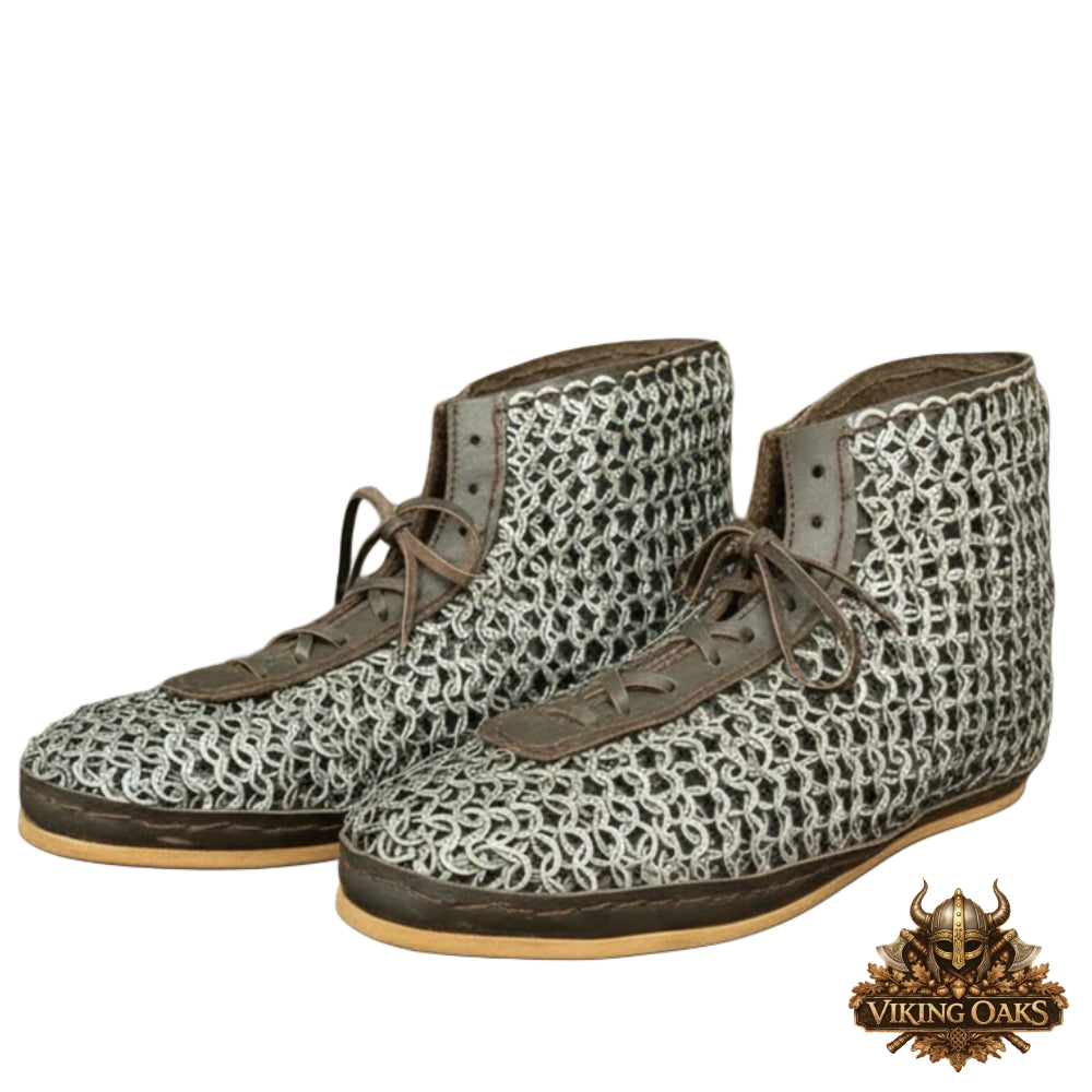 Chainmail Boots – 9mm Flat Ring Riveted Maille Shoes for LARP, Ren Faire & Warrior Costumes