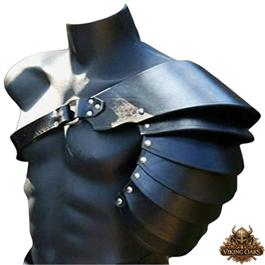 Detailed front view of Handcrafted Medieval Shoulder Guard