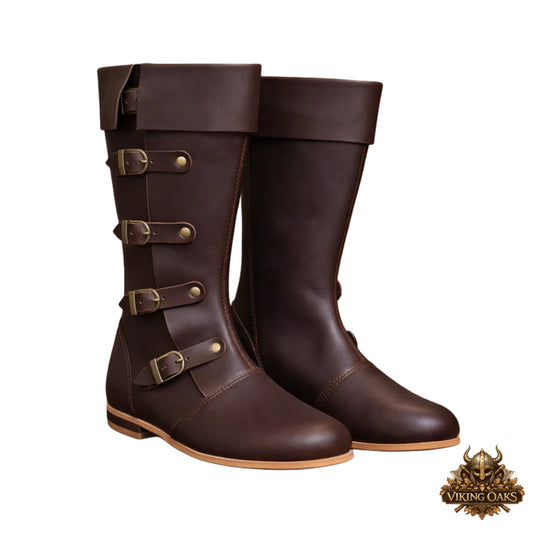 Handmade Brown Medieval Renaissance Boots for Men