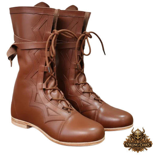 Handcrafted Renaissance Faire boots in medieval leather for LARP and reenactment events