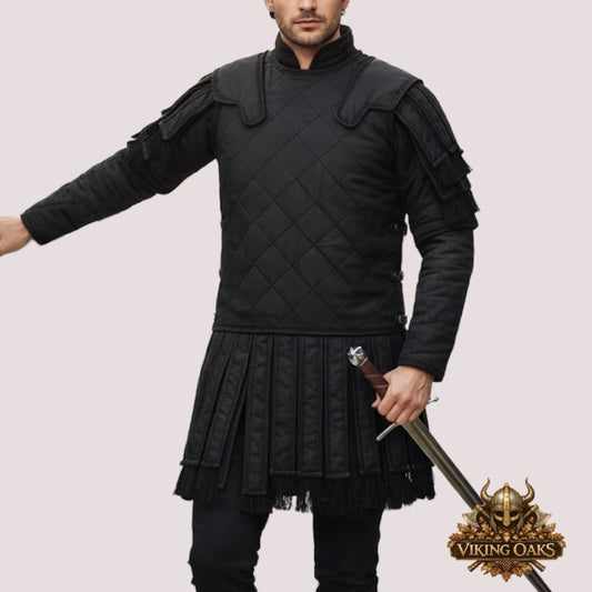 Roman Subarmalis – Red Cotton Padded Armor with Black Trim for LARP, Reenactment & Cosplay