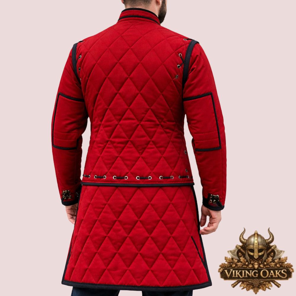 Medieval Padded Knight Jacket Red Gambeson Armor Costume for Cosplay