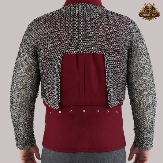 8MM Flat Ring Riveted Chainmail Half Hauberk Medieval Armor Shirt for Halloween Costume