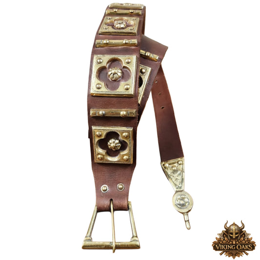 Medieval Armor Belt – Brass & Leather Ren Faire Reenactment Costume Accessory