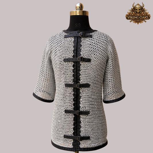 10MM Aluminum Chainmail Haubergeon – 16 Gauge Flat Riveted Rings Medieval Armor Shirt for Events