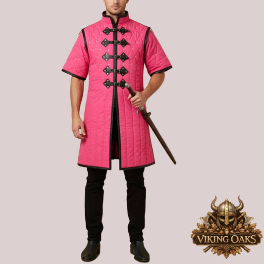 Renaissance Gambeson Armor padded tunic with leather accents for men and women medieval costume