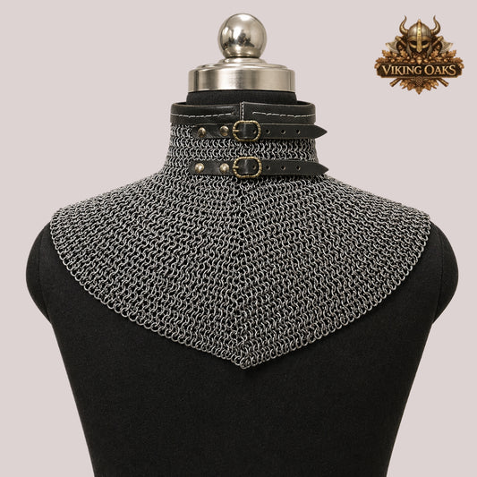 Titanium Chainmail Collar Hood – 9MM Riveted Rings for LARP & Halloween