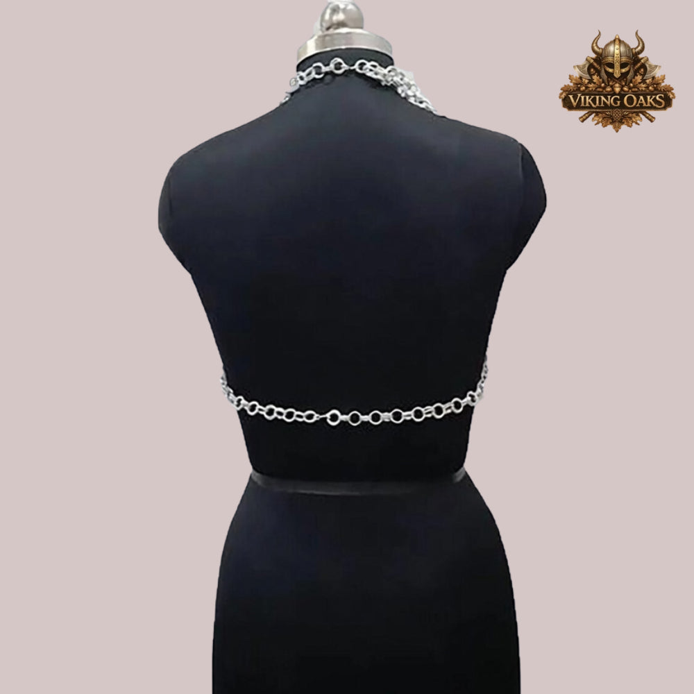 Aluminum Chainmail Halter Top – 10MM Butted Ring Costume for Cosplay, Renaissance Faire & Halloween Costume