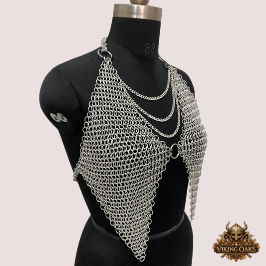 Aluminum Chainmail Bra Top – Butted Ring Design, Fancy Stylish Bikini Bra for Halloween Events