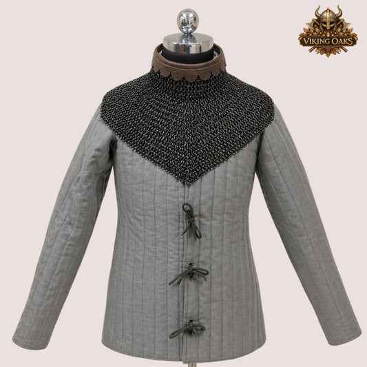 8mm Riveted Flat Ring Chainmail Aventail Dome – Medieval Neck Collar Armor, Knight Chainmail Gorget, LARP Costume Gear