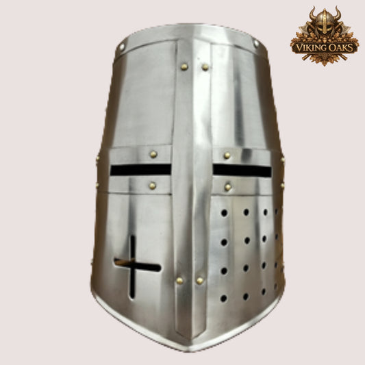 Templar Crusader Helmet with Display Stand – Medieval Knight Armor, Gift for Him, LARP & Cosplay