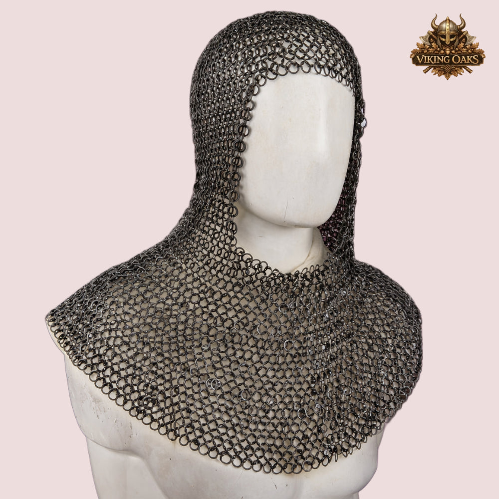 9MM Chainmail Haubergeon Riveted Viking Shirt Brass Trim Armor