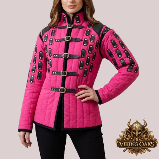 Medieval quilted cotton gambeson jacket for knight armor cosplay with padded design and authentic look