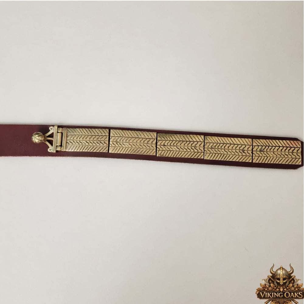 Durable brown leather medieval armor belt for reenactors