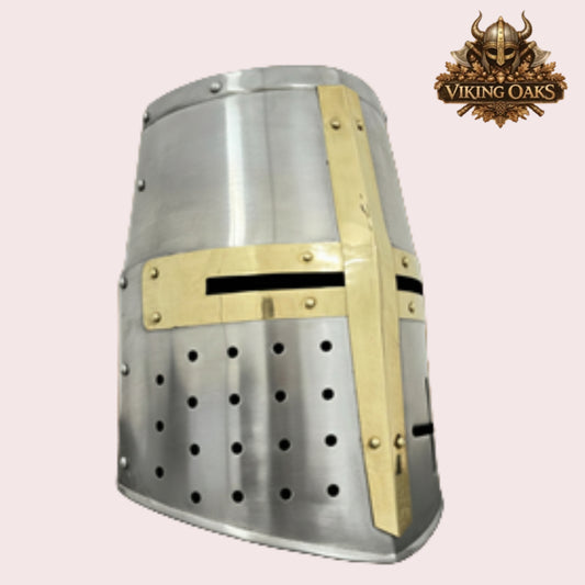 Medieval Crusader Helmet Set Silver Knight Armour Templar Steel Helmets