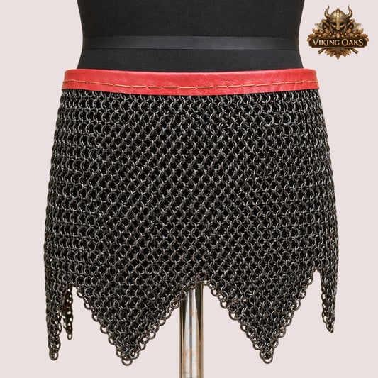 Stainless Steel Chainmail Skirt – 9mm Flat Ring Riveted Medieval Armor Costume