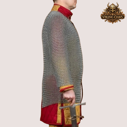 9MM Aluminum Chainmail Hauberk Medieval Costume Armor Flat Ring with Solid Rings