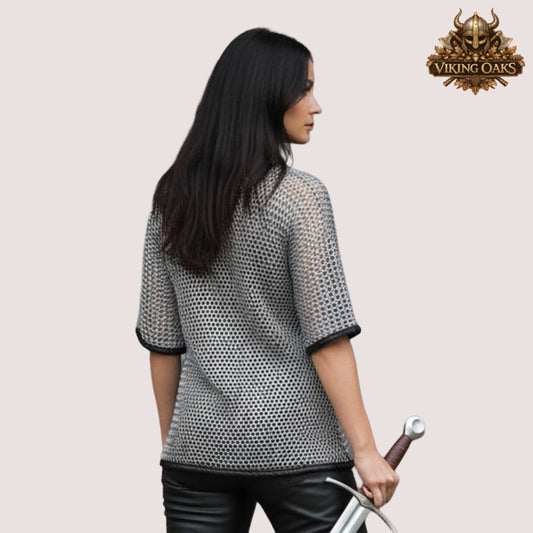 9MM Aluminum Chainmail Hauberk Round Ring with Flat Washer Leather Trim