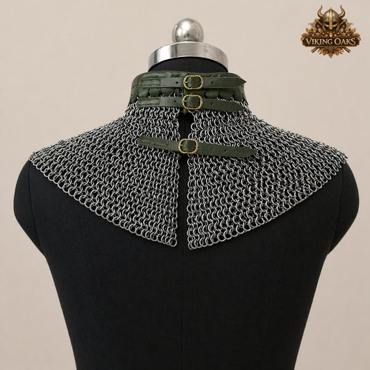 6MM Riveted Chainmail Gorget – Medieval Steel Armor Collar Neck Protection