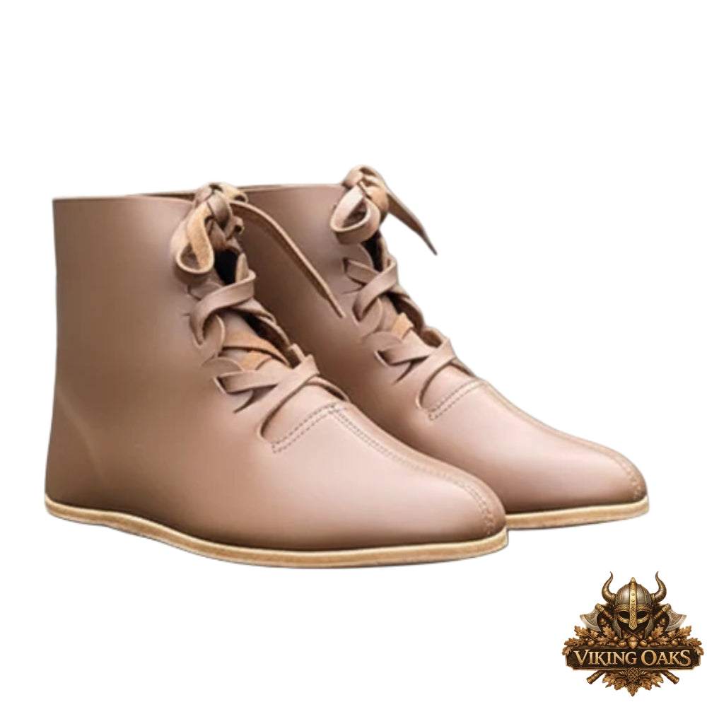 Light brown medieval LARP leather boots