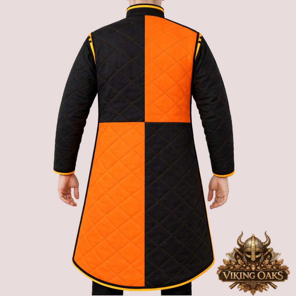 Black and Orange Viking Gambeson Costume Medieval Armor Jacket for Men LARP Ren Faire Viking Warrior Clothing