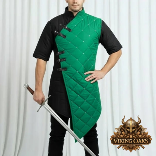 Green Medieval Gambeson Armor Jacket Renaissance Knight Costume Quilted LARP Clothing