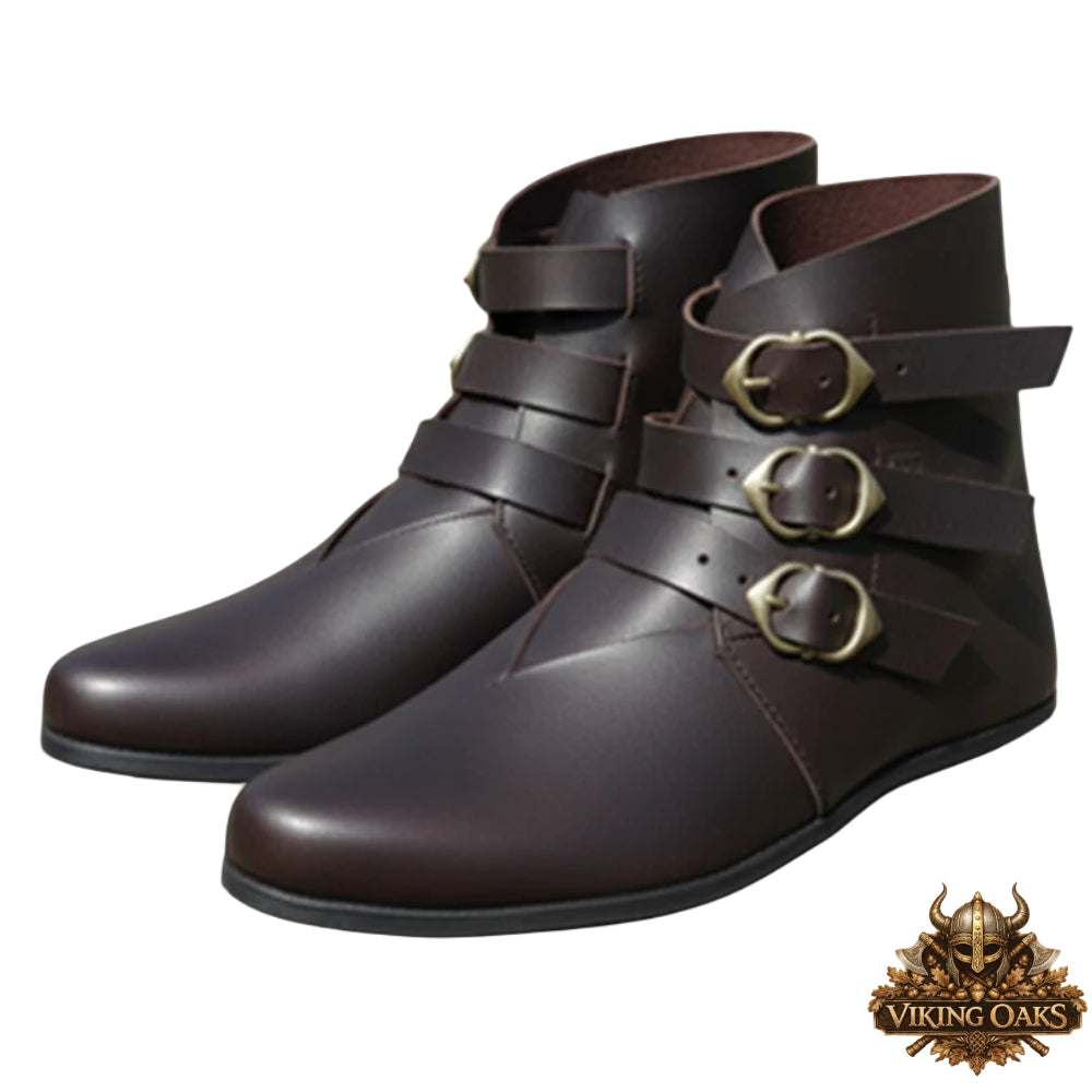 Rustic Leather SCA Combat Boots Side View Detail