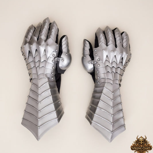 Top view of Dark Medieval Armor Gloves for Lord of the Rings fans