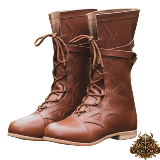 Brown Renaissance Costume Boots - Viking Reenactment Leather Footwear