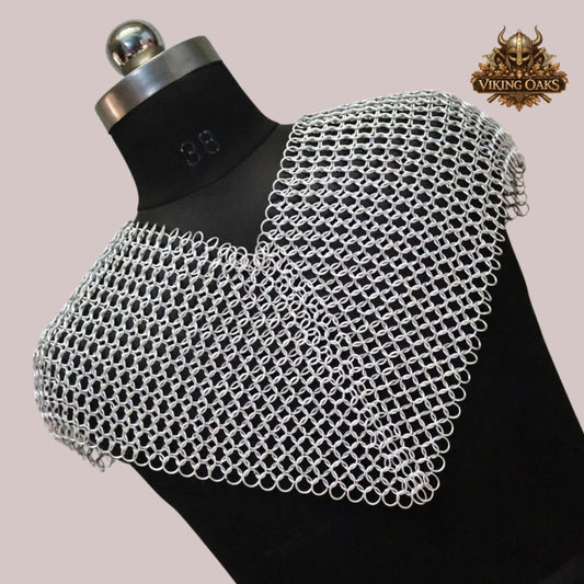 Butted Chainmail Collar – 10mm 16 Gauge Anodized Aluminum Neck Armor, Fantasy Cosplay Costume for Halloween Events