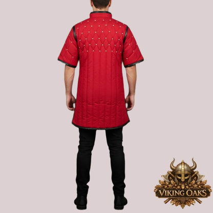 Medieval Renaissance Gambeson Armor tunic with padded cotton and leather accents for men and women costume reenactments