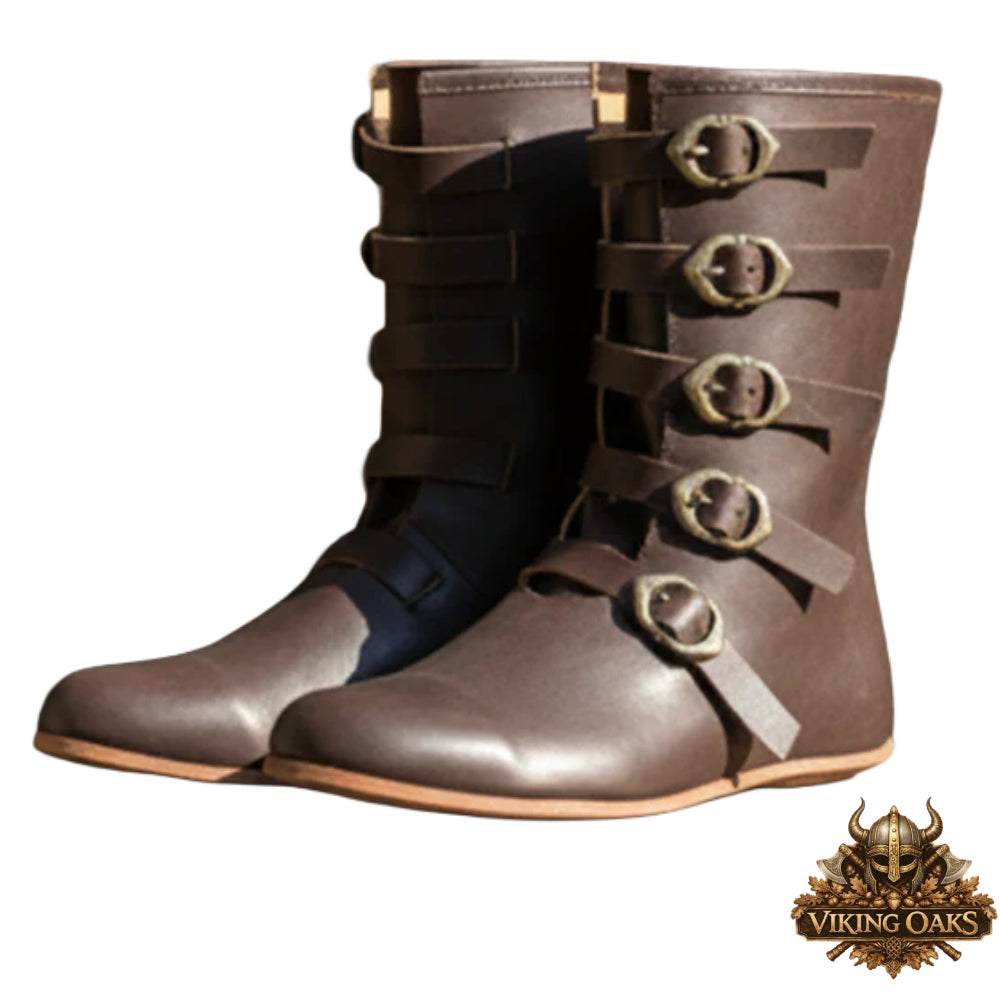 Genuine Brown Medieval Leather Boots for LARP and Renaissance Faire Cosplay