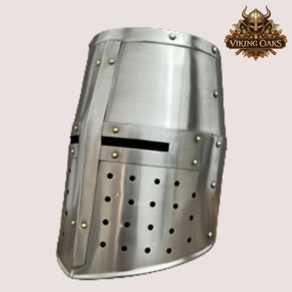 Templar Crusader Helmet with Display Stand – Medieval Knight Armor, Gift for Him, LARP & Cosplay