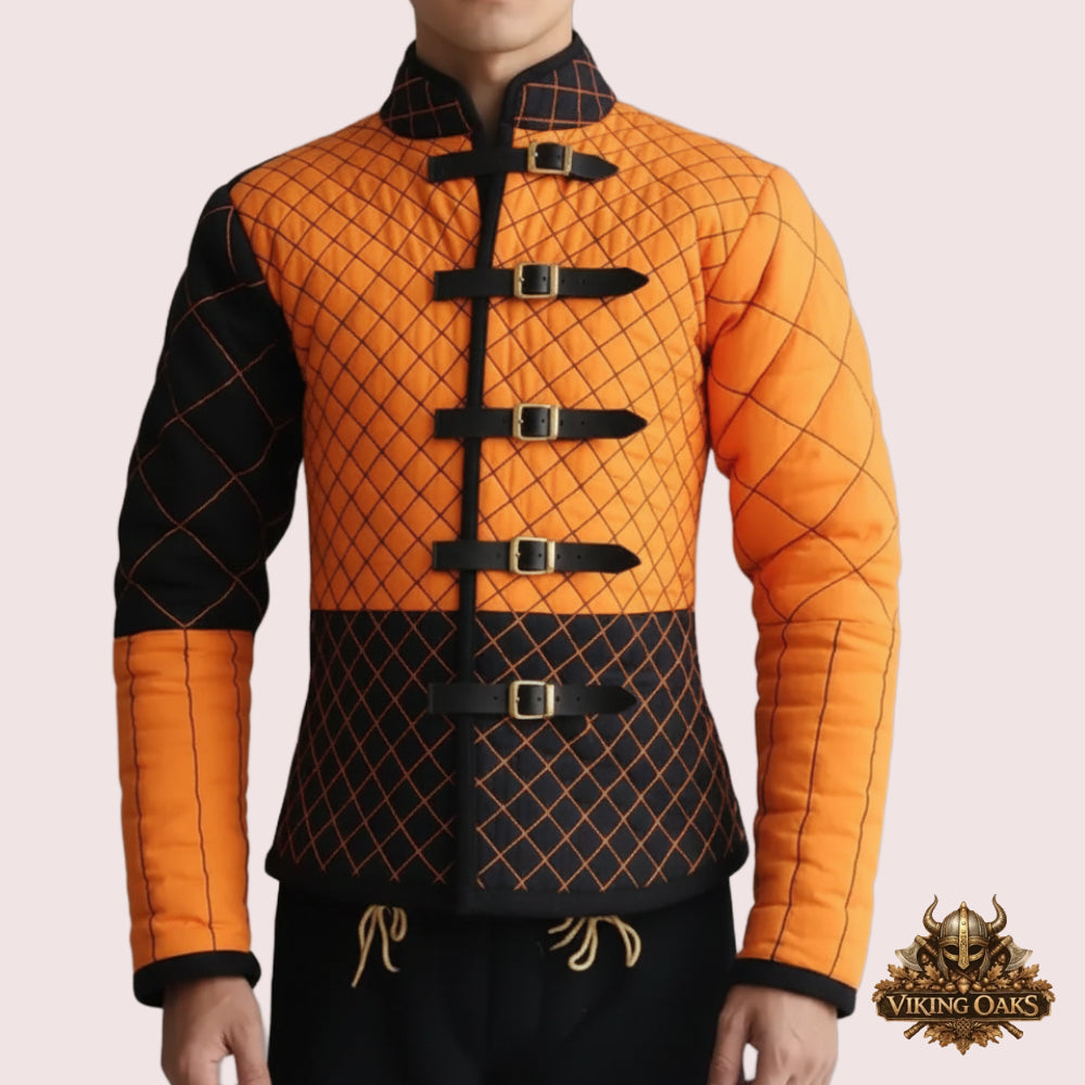 Medieval gambeson with long sleeves available in multiple sizes and custom options