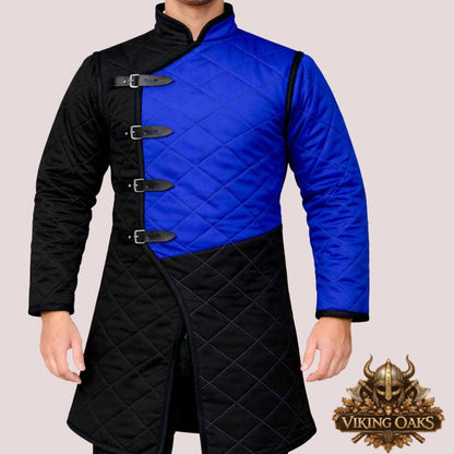 Blue Viking Gambeson Costume for Men Medieval Armor Jacket Renaissance Faire LARP Costume Viking Warrior Padded Armor