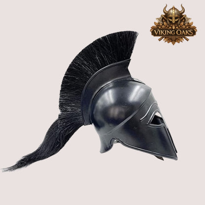 Corinthian Helmet – Ancient Greek Warrior Armor with Wooden Display Stand for Décor & Cosplay