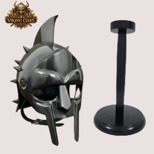 Gladiator Maximus Helmet – Roman Warrior Armor for Role Play with Display Stand, Home & Office Décor