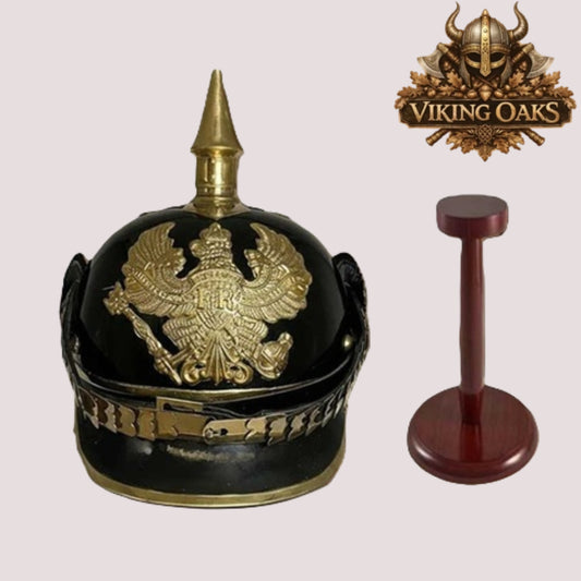 Black German Pickelhaube Helmet – Prussian Spiked Military Replica Armor