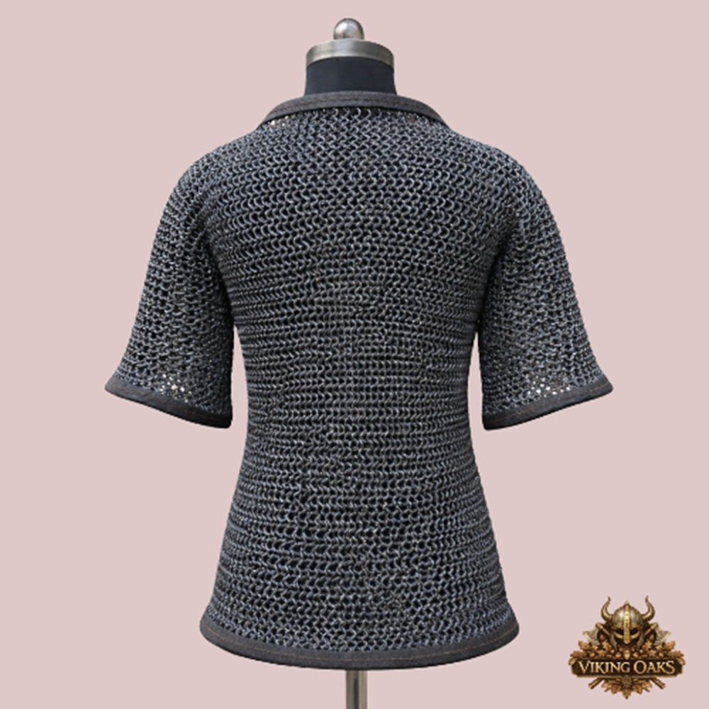 Dark Gray Aluminum Chainmail Shirt, 10mm Flat Ring Medieval Hauberk, Lightweight Armor for LARP, Cosplay & Reenactment